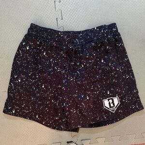 Men's Black Splatter Athletic Shorts with Logo